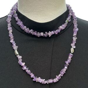 Vintage Purple Amethyst 20” Necklace Emotional Balance Clarity Spiritual Beads